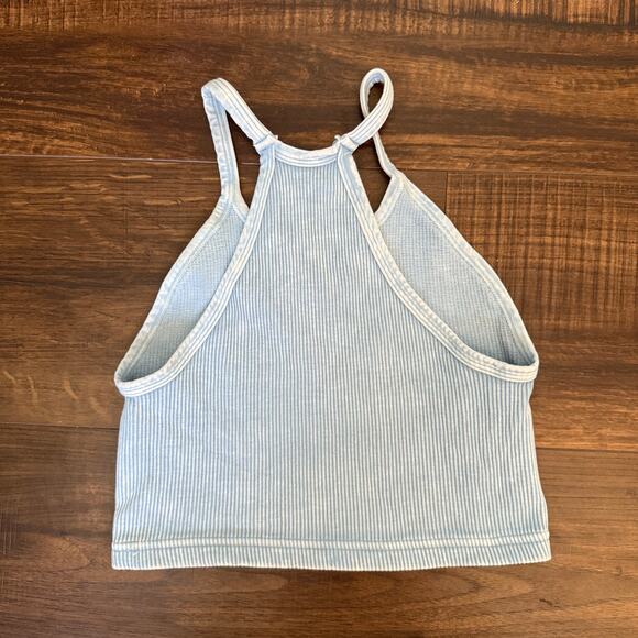Free People Intimately Pale Light Blue Ribbed Crop Top Bra Bralette - xs /s - Picture 3 of 6